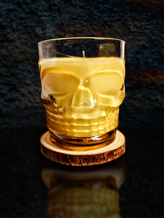 VELA VASO CALAVERA DORADO 210gr